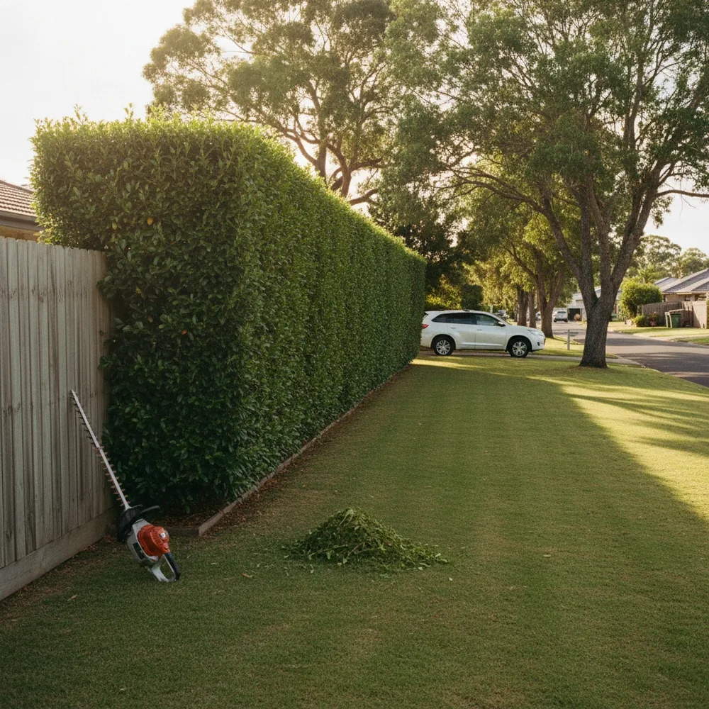 Hedge trimming on a residential Sunshine Coast property
